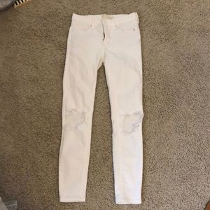 Free People High Rise Busted Knee Skinnies